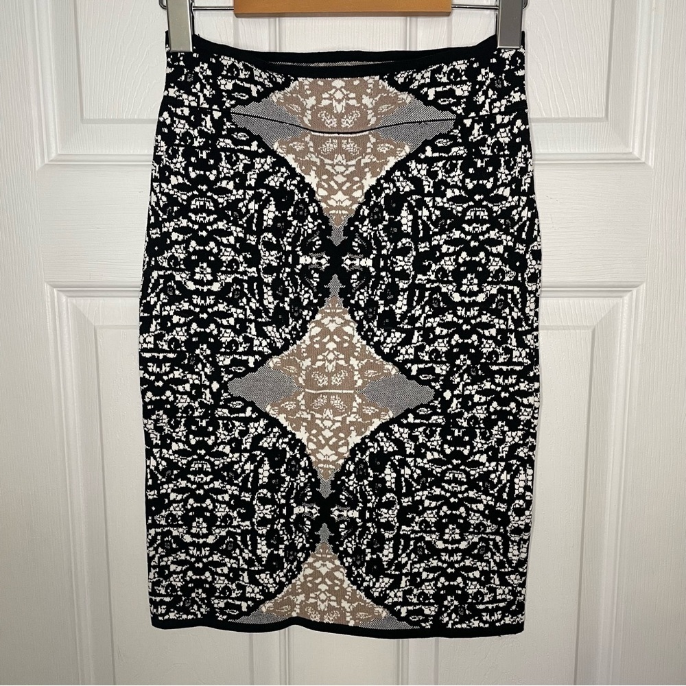 BCBG Maxazria Lace Printed Fitted Bandage Mini Skirt Extra Small